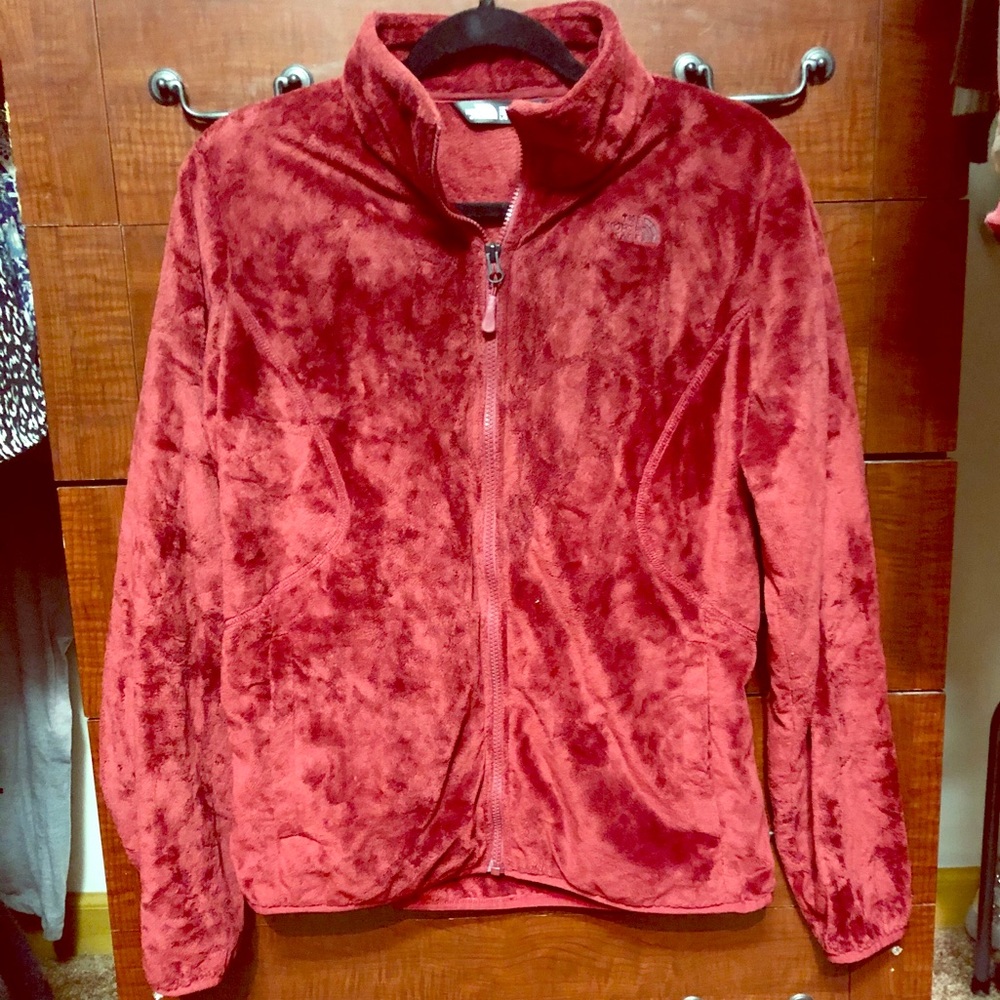 Women’s L dark red north face fleece, like new!